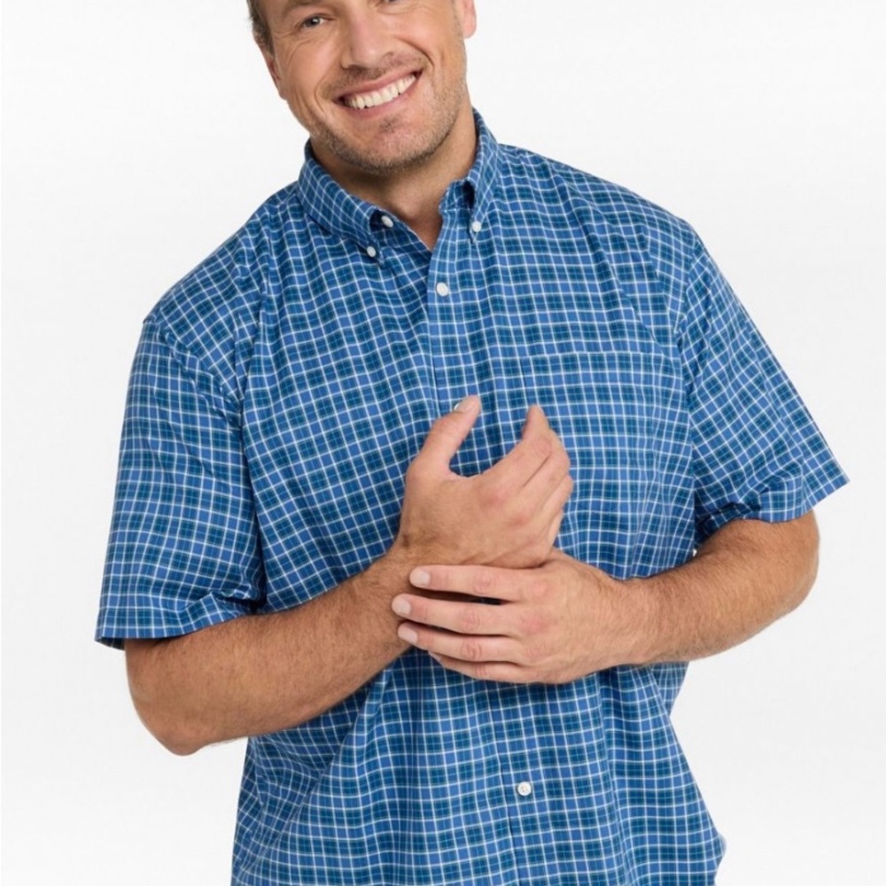LL Bean Men's Wrinkle-Free Kennebunk Sport Traditional Fit Short-Sleeve shirt LG